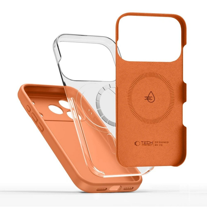 Tech-Protect silicone MagSafe-hoesje voor Apple iPhone 17 Pro Max, kosmisch oranje