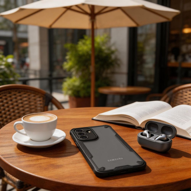 Tech-Protect Rugged Shield-hoesje voor Samsung Galaxy A57 5G, mat zwart