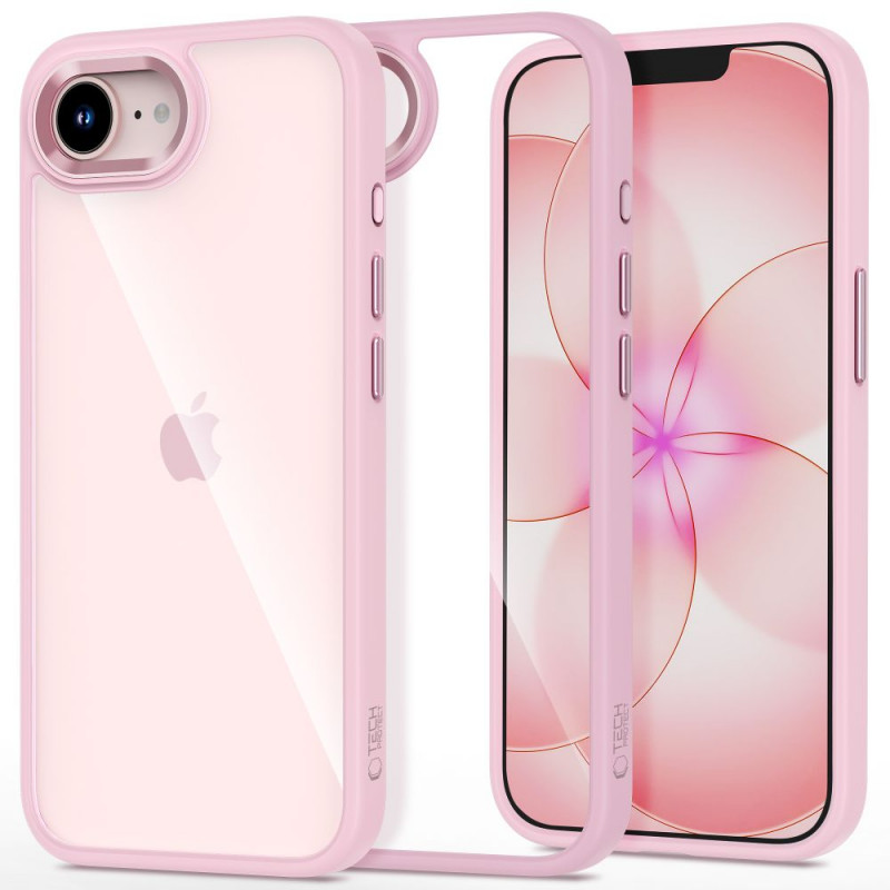 Tech-Protect Magmat-hoesje voor Apple iPhone 16e / 17e, zachtroze/transparant