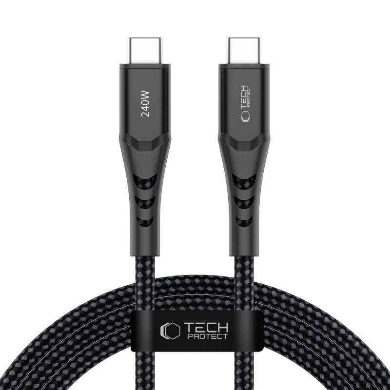 Tech-Protect Ultraboost UB11T USB-C naar USB-C kabel PD 240W, 200 cm, zwart