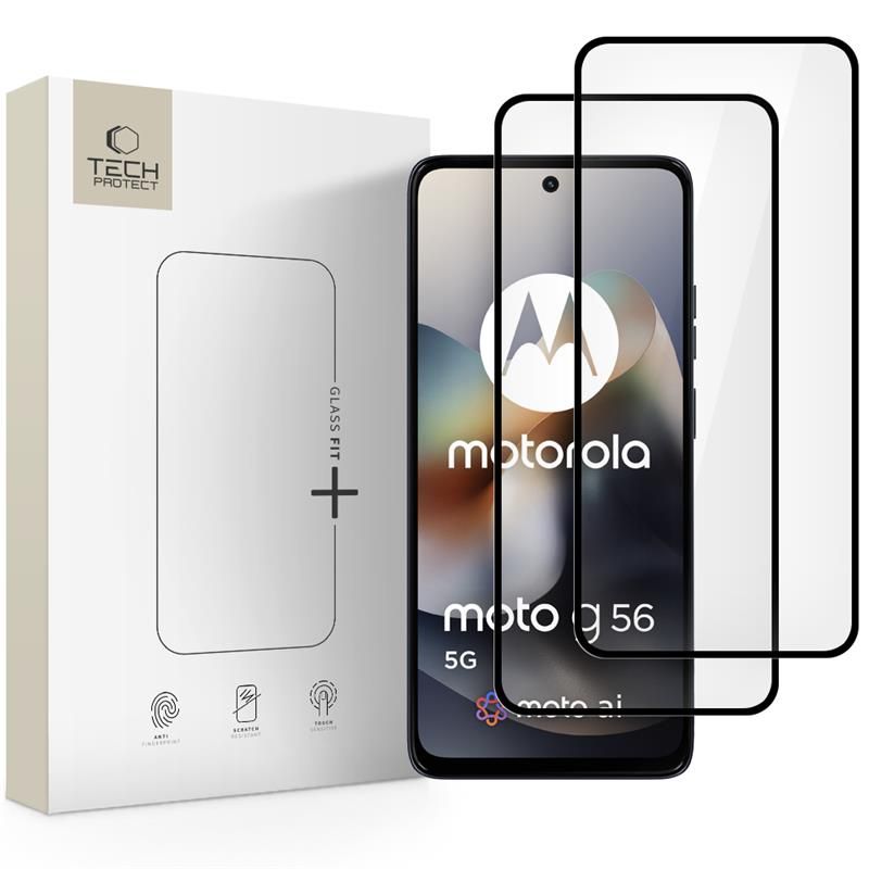 Tech-Protect Glass Fit+ gehard glas voor Motorola Moto G56 5G (2 stuks), zwart