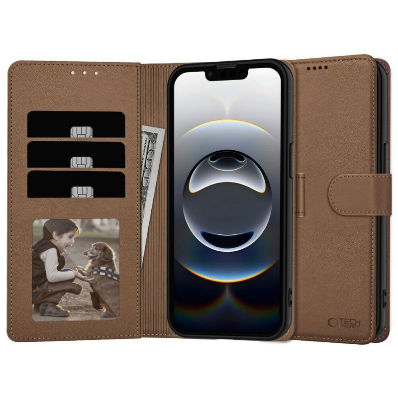 Tech-Protect portemonneehoesje voor Apple iPhone 17e / 16e, bruin