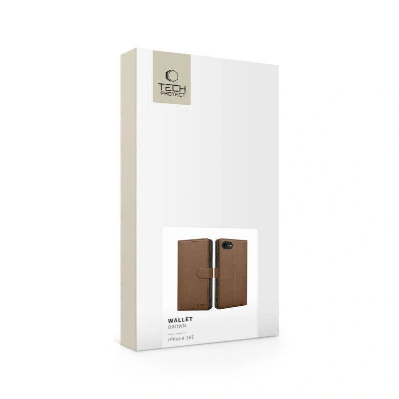 Tech-Protect portemonneehoesje voor Apple iPhone 17e / 16e, bruin