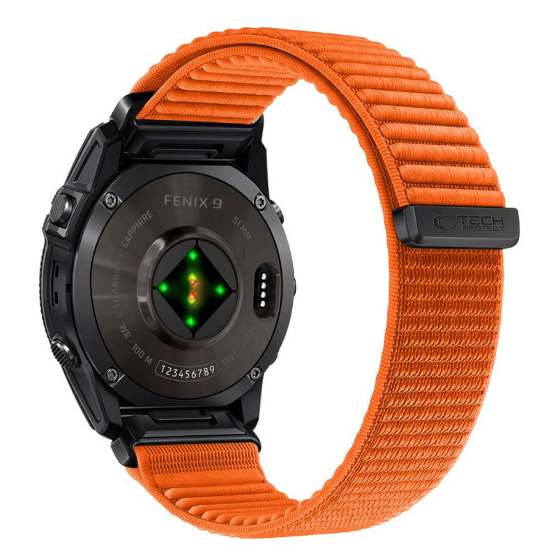 Tech-Protect NylonLoop Garmin Fenix 5X / 5X Plus / 6X / 6X Pro / 7X / 8 / 8 Pro / 9 / 9 Pro horlogeband (51 mm), signaaloranje