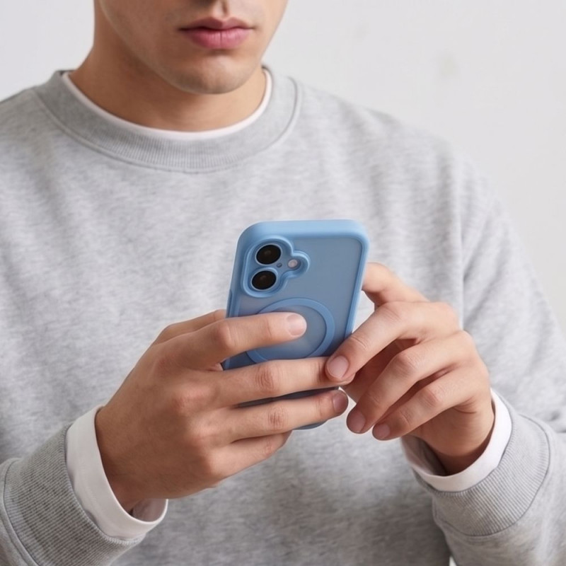 Tech-Protect MagPeak MagSafe CC-hoesje voor Apple iPhone 17, mat mistblauw