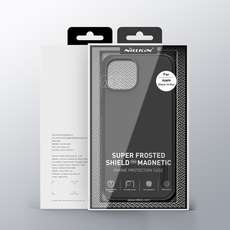 Nillkin Super Frosted Shield Pro Magnetic MagSafe-hoesje voor Apple iPhone 14 Plus / 15 Plus, Zwart