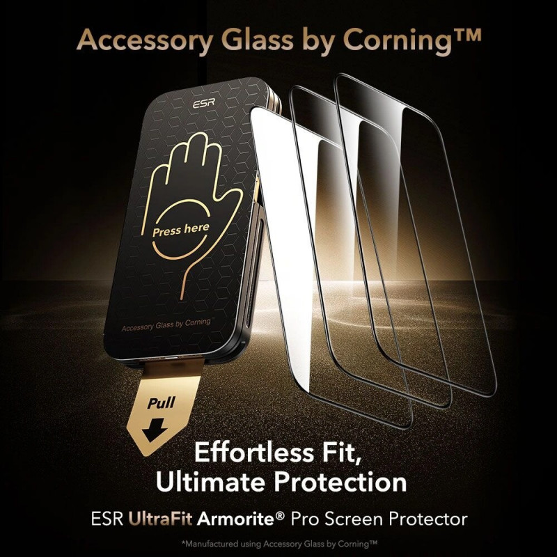 ESR UltraFit Armorite Pro gehard glas schermbeschermer met Glass by Corning voor Apple iPhone 17 Pro Max, ESR928