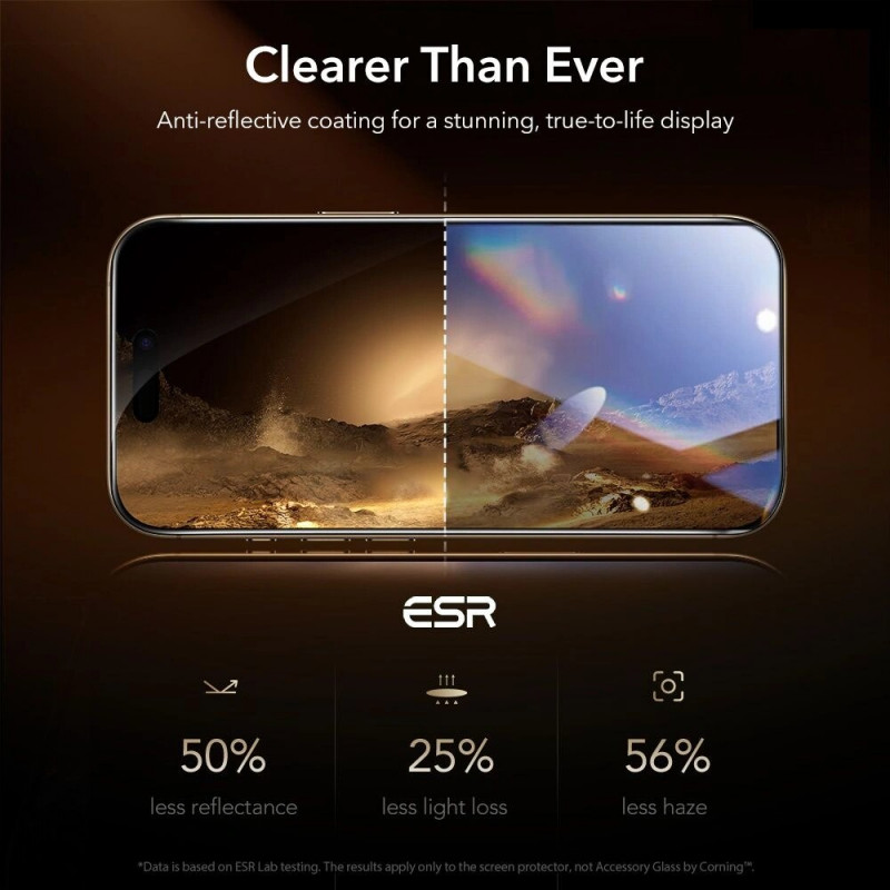 ESR UltraFit Armorite Pro gehard glas schermbeschermer met Glass by Corning voor Apple iPhone 17 Pro Max, ESR928