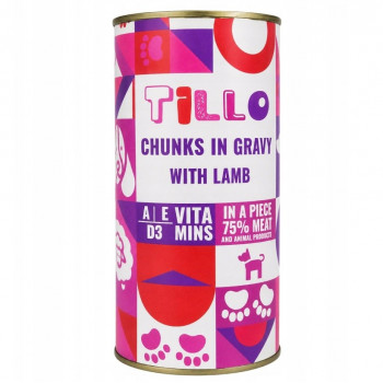 TILLO Chunks in gravy Lam natvoer voor honden, 1250 g