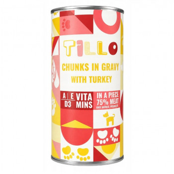 TILLO Chunks in jus Kalkoen natvoer voor honden, 1250 g