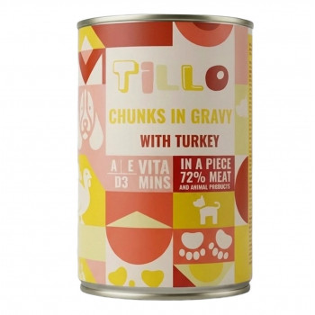 TILLO brokken in saus kalkoen natvoer voor honden, 415 g
