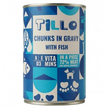 TILLO stukjes in saus Vis natvoer voor honden, 415 g