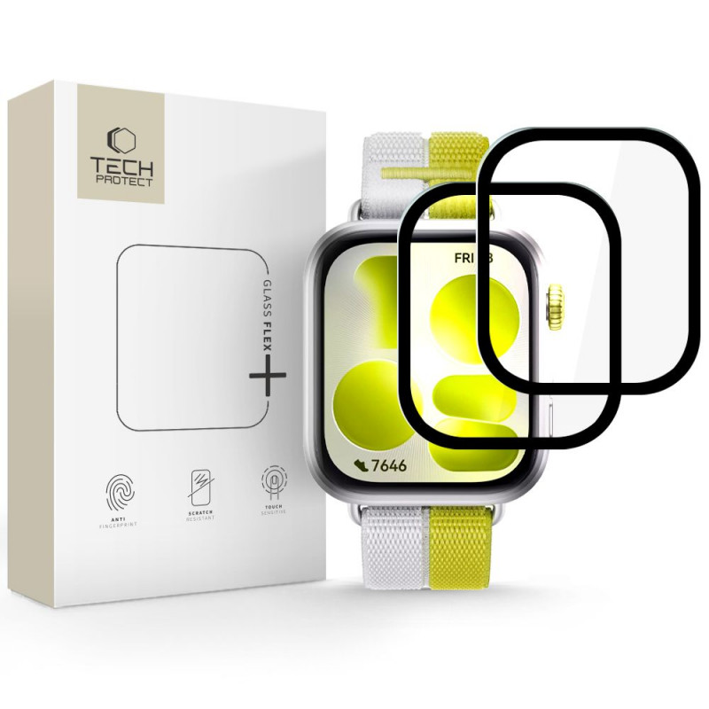 Tech-Protect Glass Flex+ Huawei Watch Fit 5 hybride glas, zwart (2 stuks)