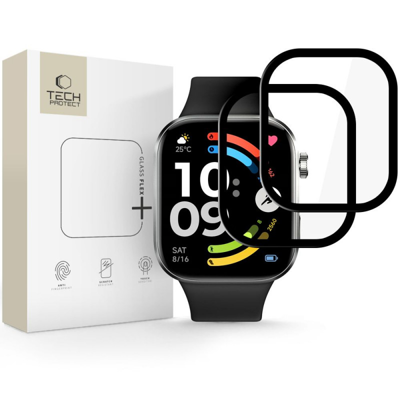 Tech-Protect Glass Flex+ Xiaomi Redmi Watch 6 hybride glas, zwart (2 st.)