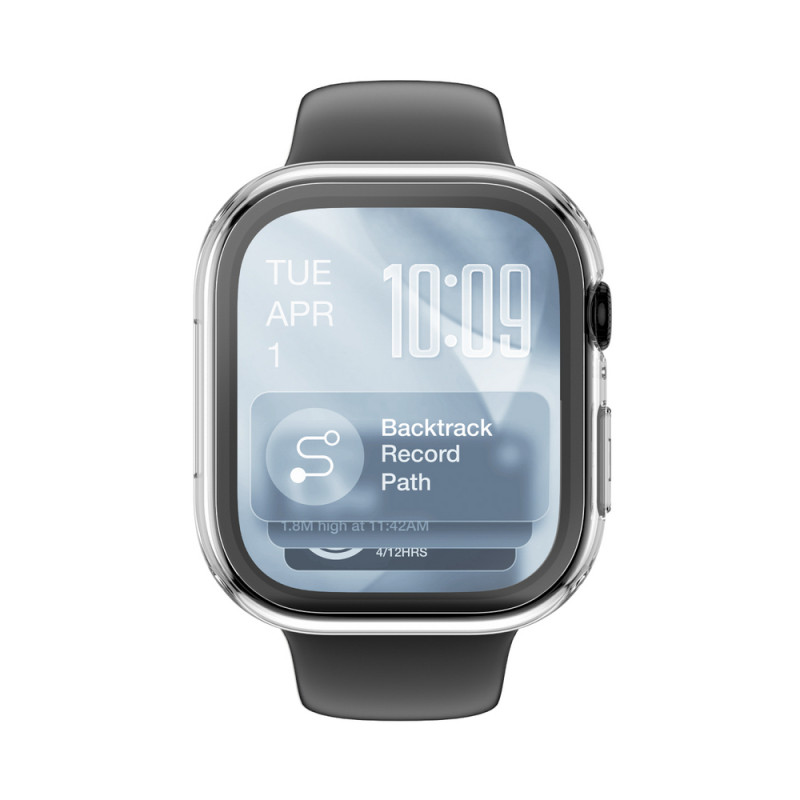 AmazingThing Radix FullGuard glazen screenprotector met hoesje voor Apple Watch Series 11 46 mm, transparant