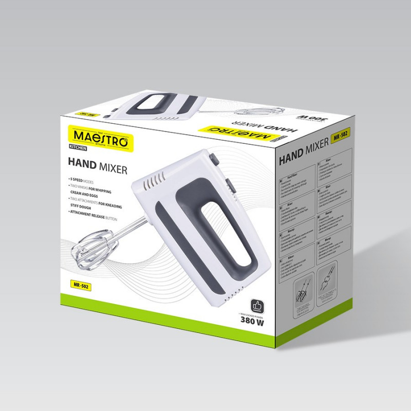 MAESTRO MR-502 Handmixer, 500 W, Wit/Zwart