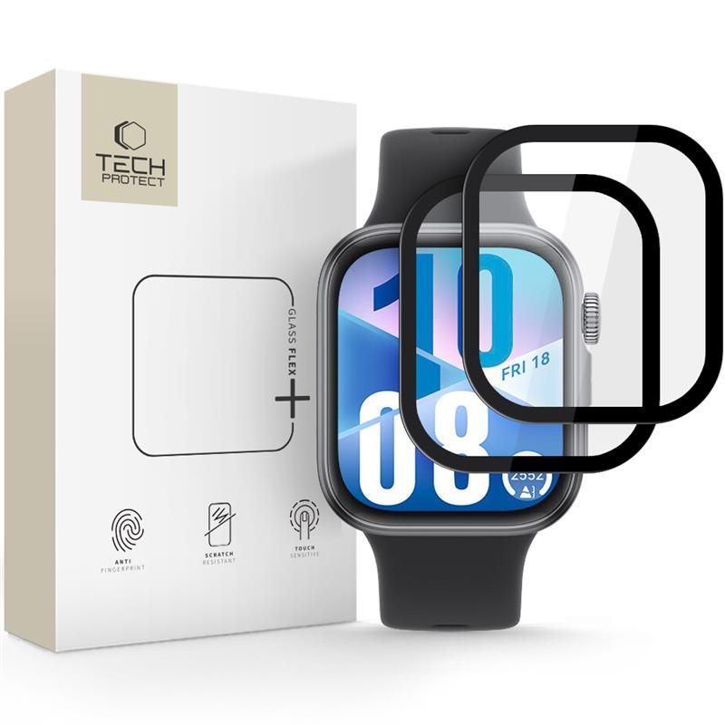 Tech-Protect Glass Flex+ THP4226 hybride glas voor Huawei Watch Fit 3 / 4 (2 stuks), zwart