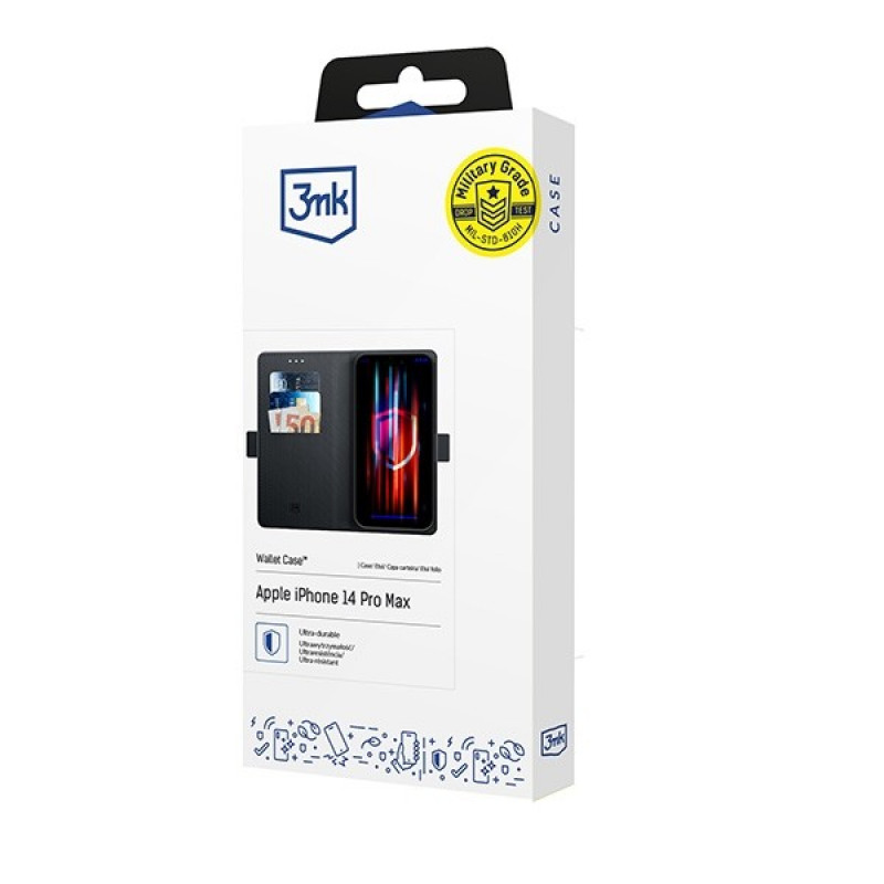 3MK Wallet Case portemonneehoesje voor Apple iPhone 14 Pro Max, zwart