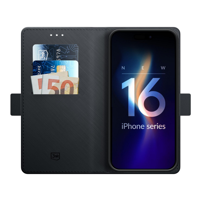 3MK Wallet Case voor Apple iPhone 16 Pro Max, zwart