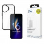 3mk Satin Armor Case+ voor Apple iPhone 16 Plus, transparant met zwart frame