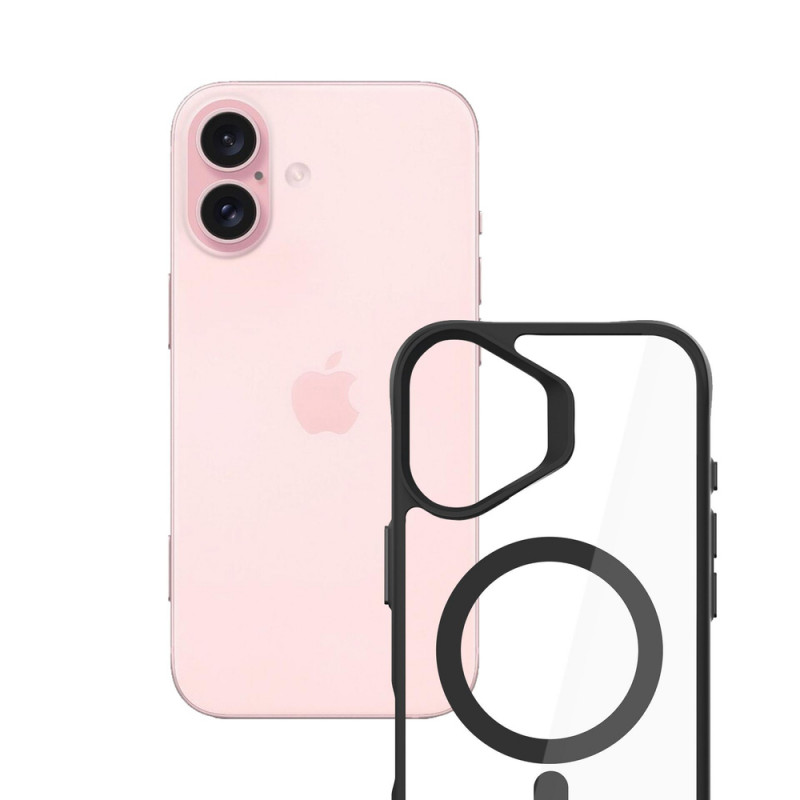 3mk Satin Armor MagCase met MagSafe voor Apple iPhone 16 Plus (W-3SAMaCa-AiP16Plu-0), transparant met zwart frame