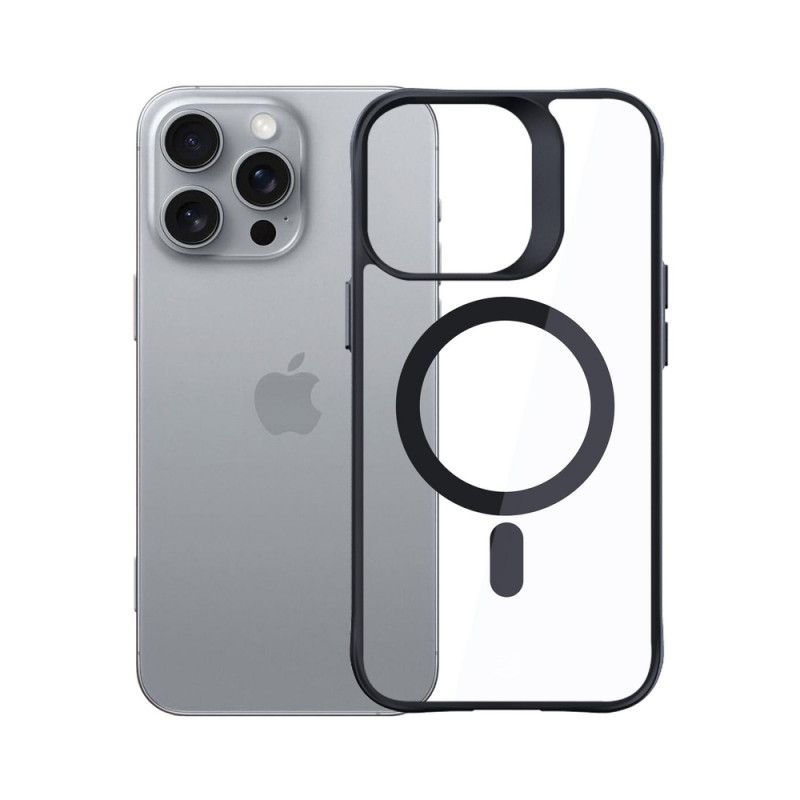 3mk Satin Armor MagCase met MagSafe voor Apple iPhone 16 Pro Max (W-3SAMaCa-AiP16PM-0), transparant met zwart frame