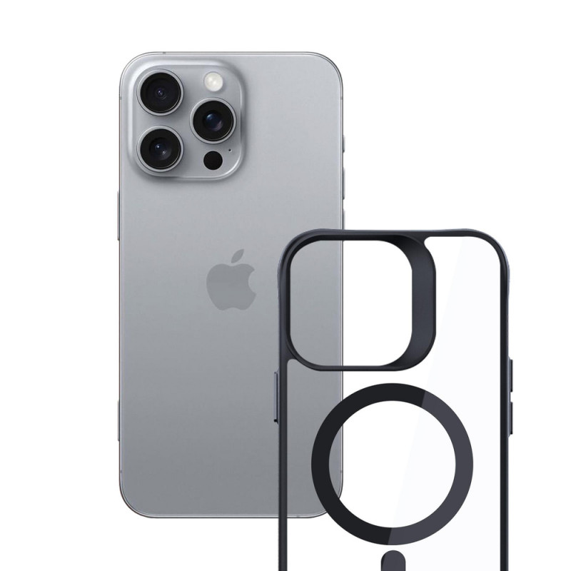 3mk Satin Armor MagCase met MagSafe voor Apple iPhone 16 Pro Max (W-3SAMaCa-AiP16PM-0), transparant met zwart frame