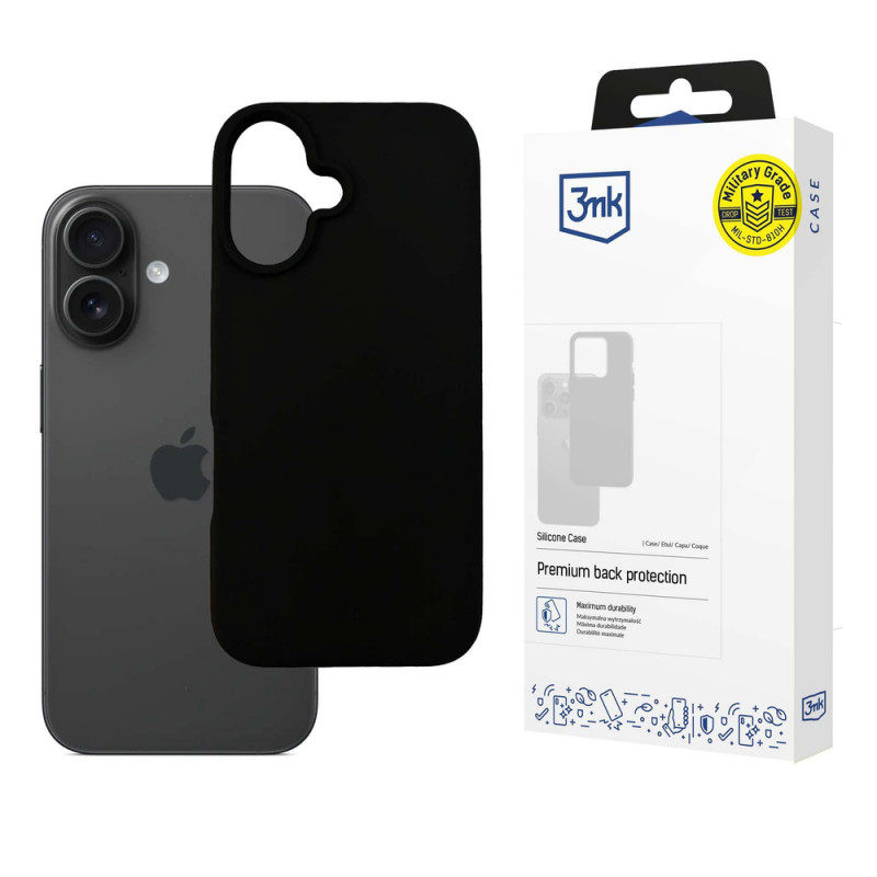 3mk Silicone Case voor Apple iPhone 16 Plus, zwart