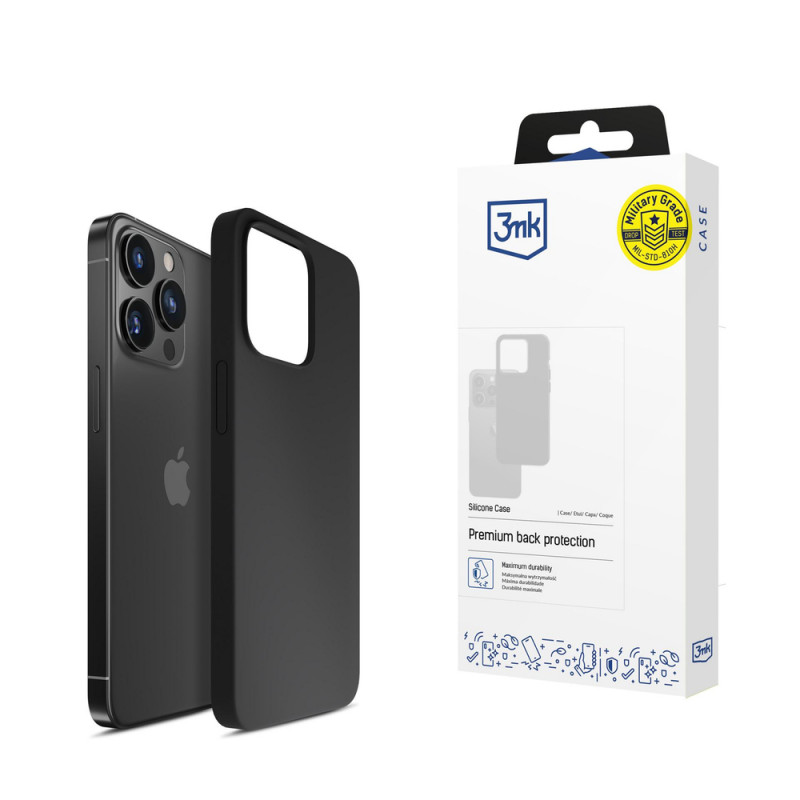 3mk Silicone Case voor Apple iPhone 16 Pro, zwart