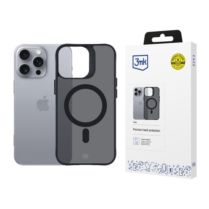 3mk Smoke MagCase met MagSafe voor Apple iPhone 16 Pro Max (W-3SmoMaCa-AiP16PM-0), halftransparant