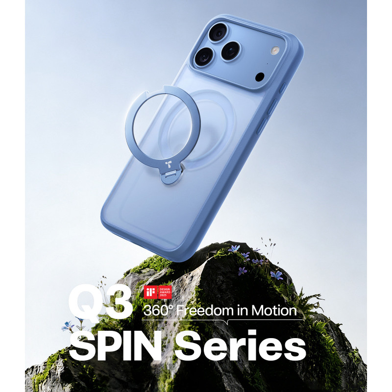 TORRAS Ostand Q3 Spin hoesje voor Apple iPhone 18 Pro Max / 17 Pro Max, MagSafe, blauw
