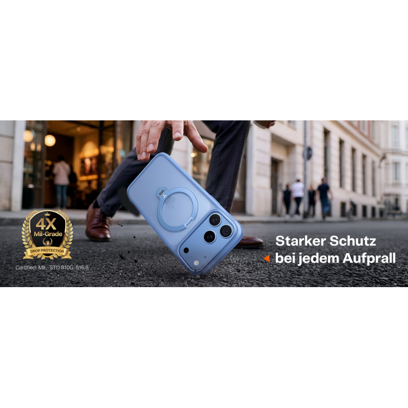 TORRAS Ostand Q3 Spin hoesje voor Apple iPhone 18 Pro Max / 17 Pro Max, MagSafe, blauw