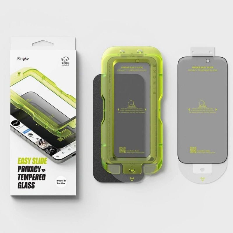 Ringke Easy Slide privacy gehard glas voor Apple iPhone 17 Pro Max (2 stuks)