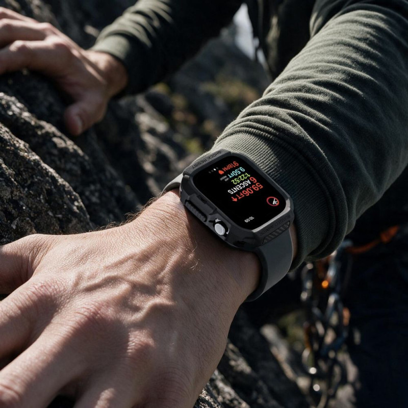 Spigen Rugged Armor ACS11886 hoesje voor Apple Watch 12 46 mm, mat zwart