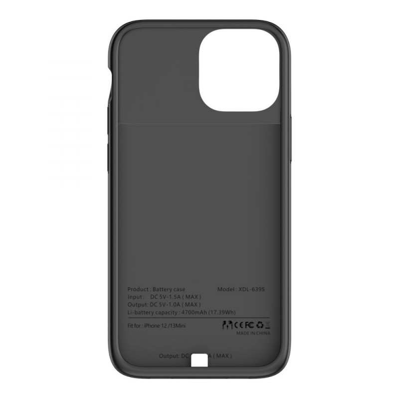 Tech-Protect PowerCase 4700 mAh hoesje met batterij voor Apple iPhone 12 mini / 13 mini, zwart