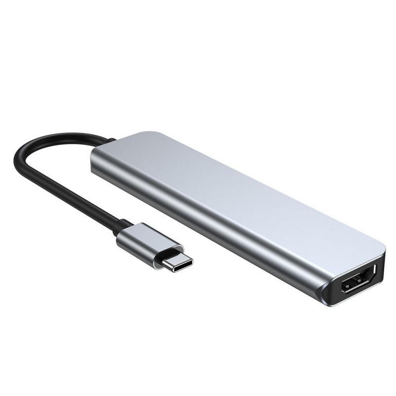 Tech-Protect V4 6-in-1 USB-C-hub, grijs