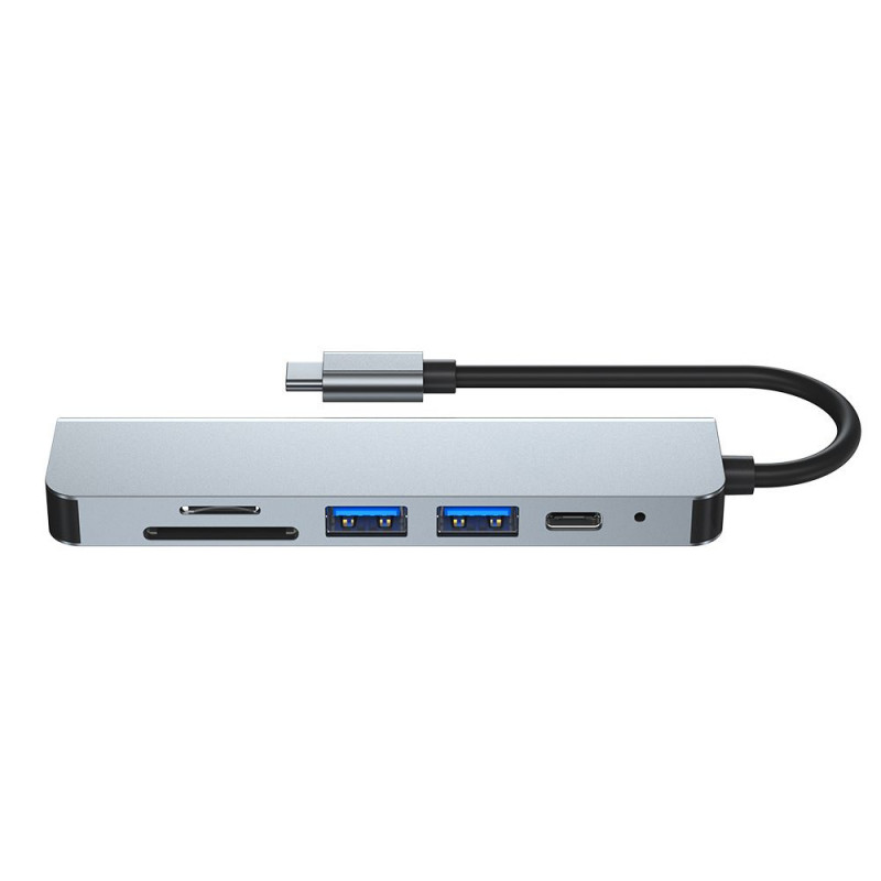 Tech-Protect V4 6-in-1 USB-C-hub, grijs