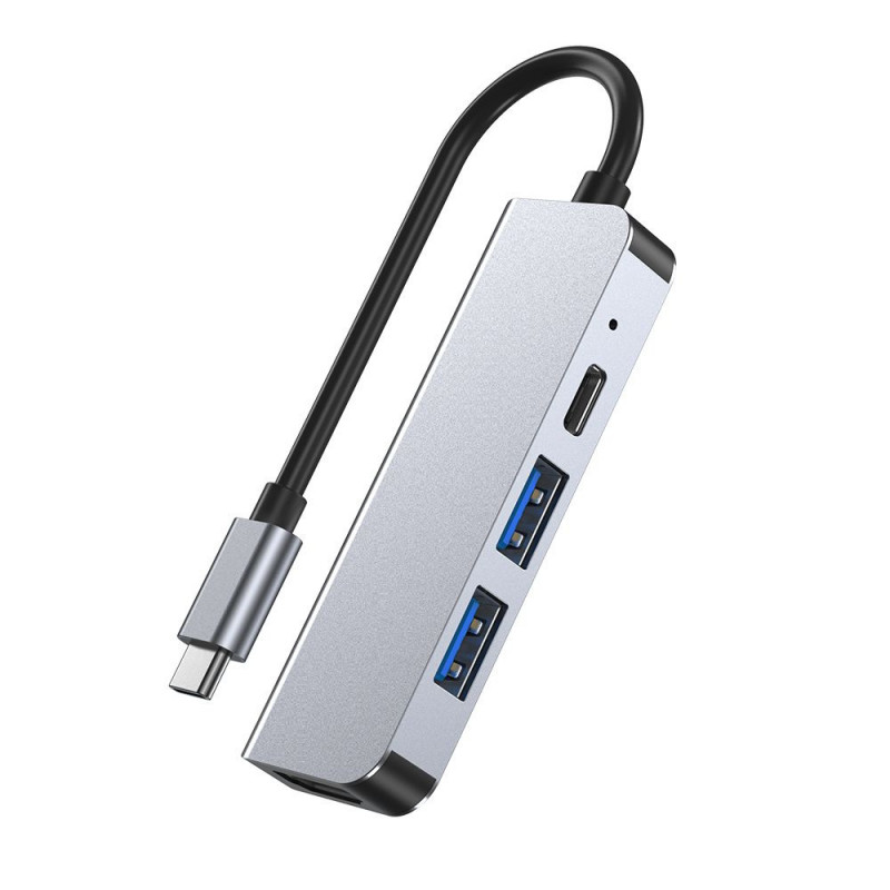 Tech-Protect V2 4-in-1 USB-C-hub, grijs