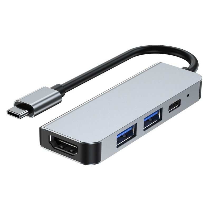Tech-Protect V2 4-in-1 USB-C-hub, grijs