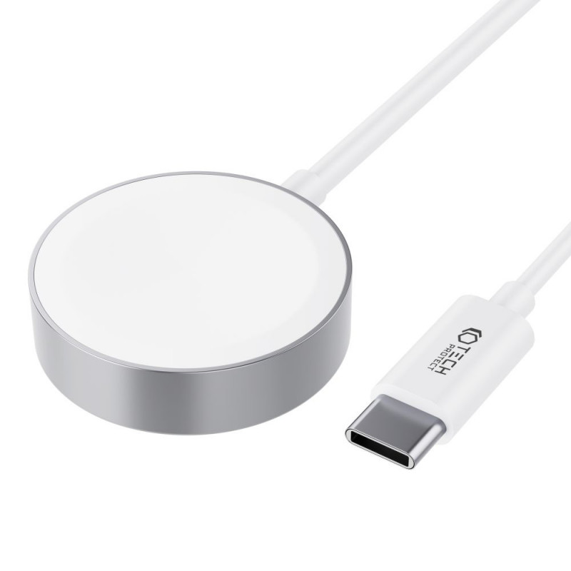 Tech-Protect UltraBoost magnetische lader voor Apple Watch, USB-C, 120 cm, wit