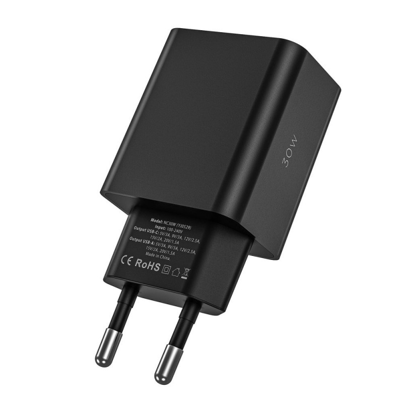 Tech-Protect NC30W 2-poorts wandlader PD 30W QC 3.0, wit