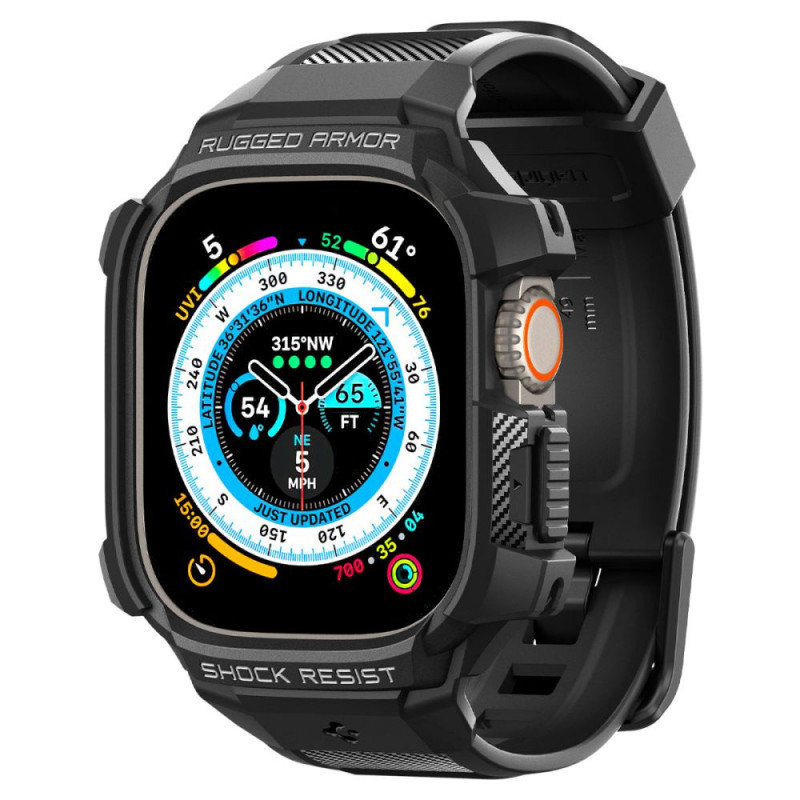 Spigen Rugged Armor Pro bandhoesje voor Apple Watch Ultra 1 / 2 / 3 49 mm, zwart