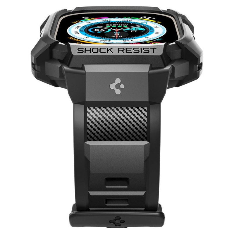 Spigen Rugged Armor Pro bandhoesje voor Apple Watch Ultra 1 / 2 / 3 49 mm, zwart