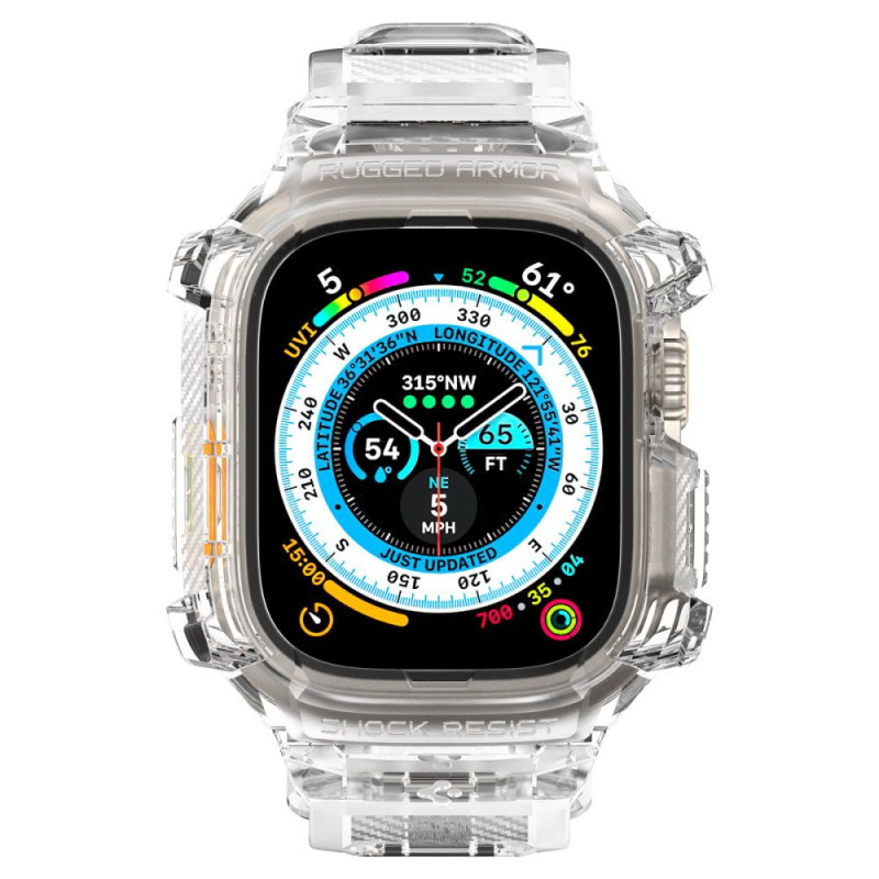 Spigen Rugged Armor Pro bandhoesje voor Apple Watch Ultra 49 mm, kristalhelder