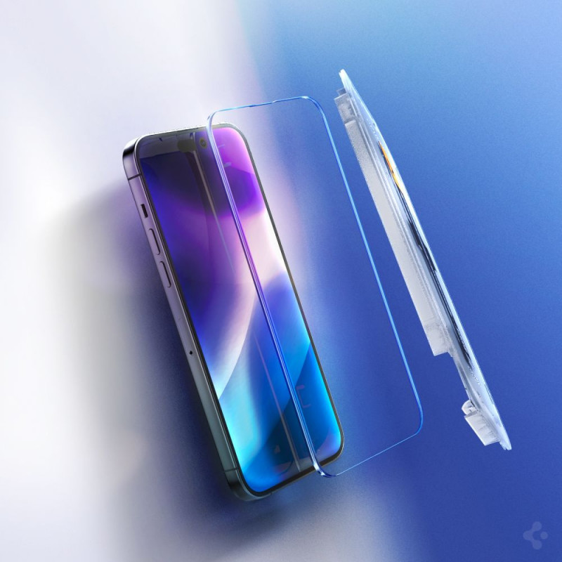 Spigen GLAS.tR EZ Fit gehard glas voor Apple iPhone 14 Pro, transparant (2 stuks)