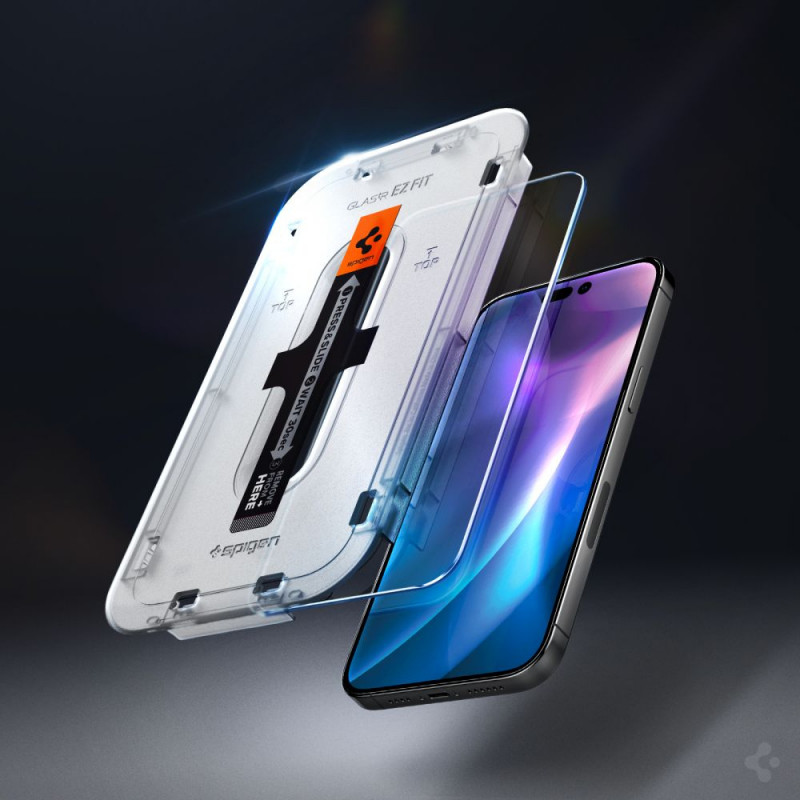 Spigen GLAS.tR EZ Fit gehard glas voor Apple iPhone 14 Pro, transparant (2 stuks)