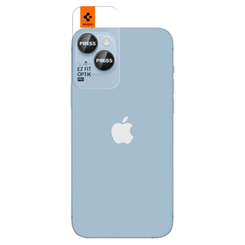 Spigen Optik.tR EZ Fit cameralensbeschermer voor Apple iPhone 14 / 14 Plus / 15 / 15 Plus, zwart (2 st.)