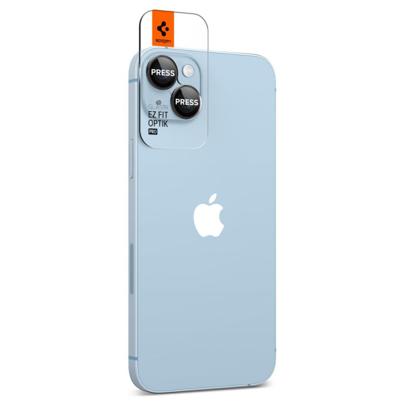 Spigen Optik.tR EZ Fit cameralensbeschermer voor Apple iPhone 14 / 14 Plus / 15 / 15 Plus, zwart (2 st.)