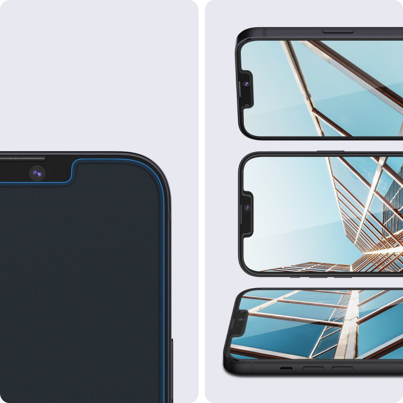 Spigen GLAS.tR EZ Fit gehard glas voor Apple iPhone 13 / 13 Pro / 14 / 16e / 17e, transparant