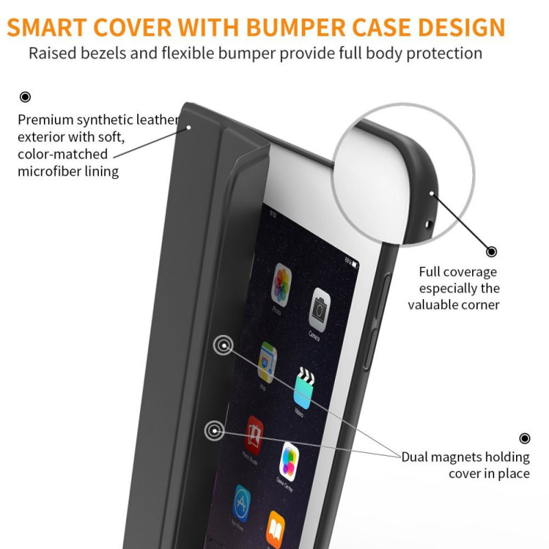 Tech-Protect Smartcase THP770BLK hoes voor Apple iPad 9.7 (2017/2018, 5e/6e gen.), zwart